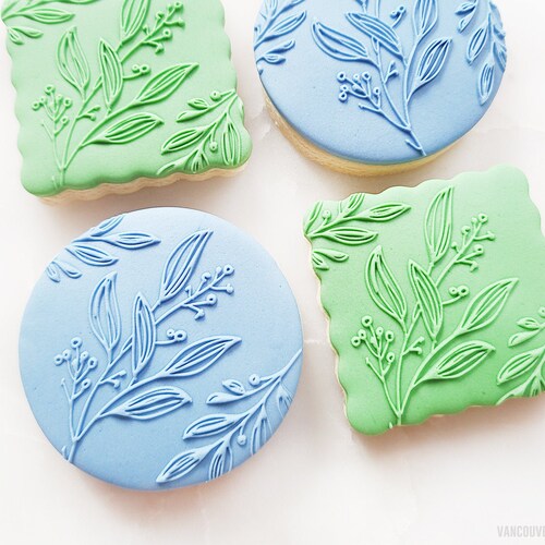 Floral Leaves Raised Fondant Stamp - Embosser Stamp - Floral Embosser Stamp - Fondant Cookie Stamp - Baking Supplies