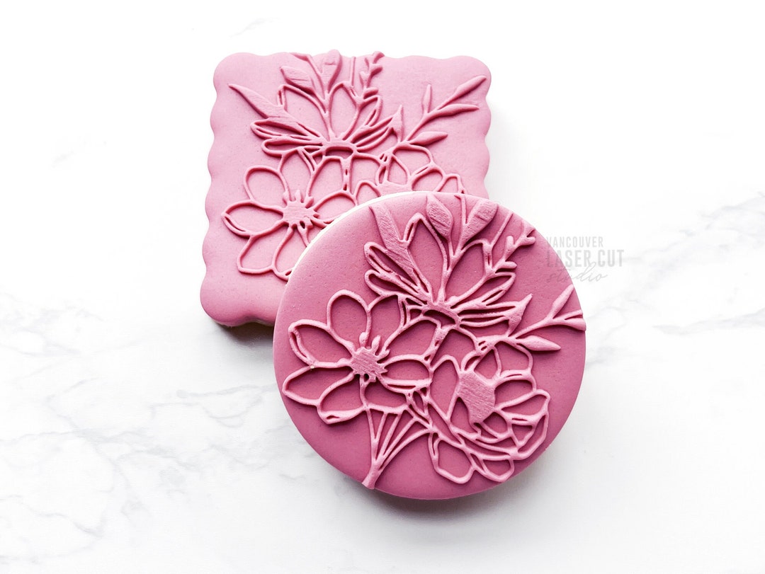 Lovely Flowers Design 2 Raised Fondant Embosser Stamp Cookie Stamp