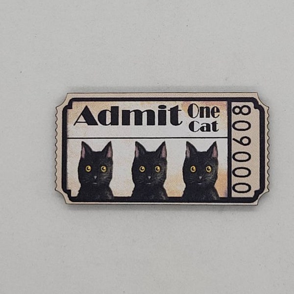 Wooden Cat Ticket Needle Minder