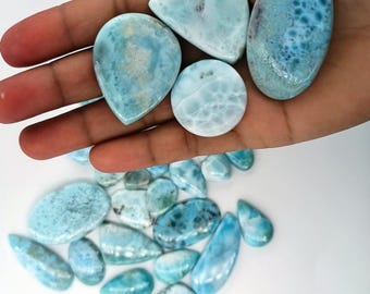 Natural Sky Blue Larimar Gemstone Cabochons Jewelry Making Supplies Wholesale Lot