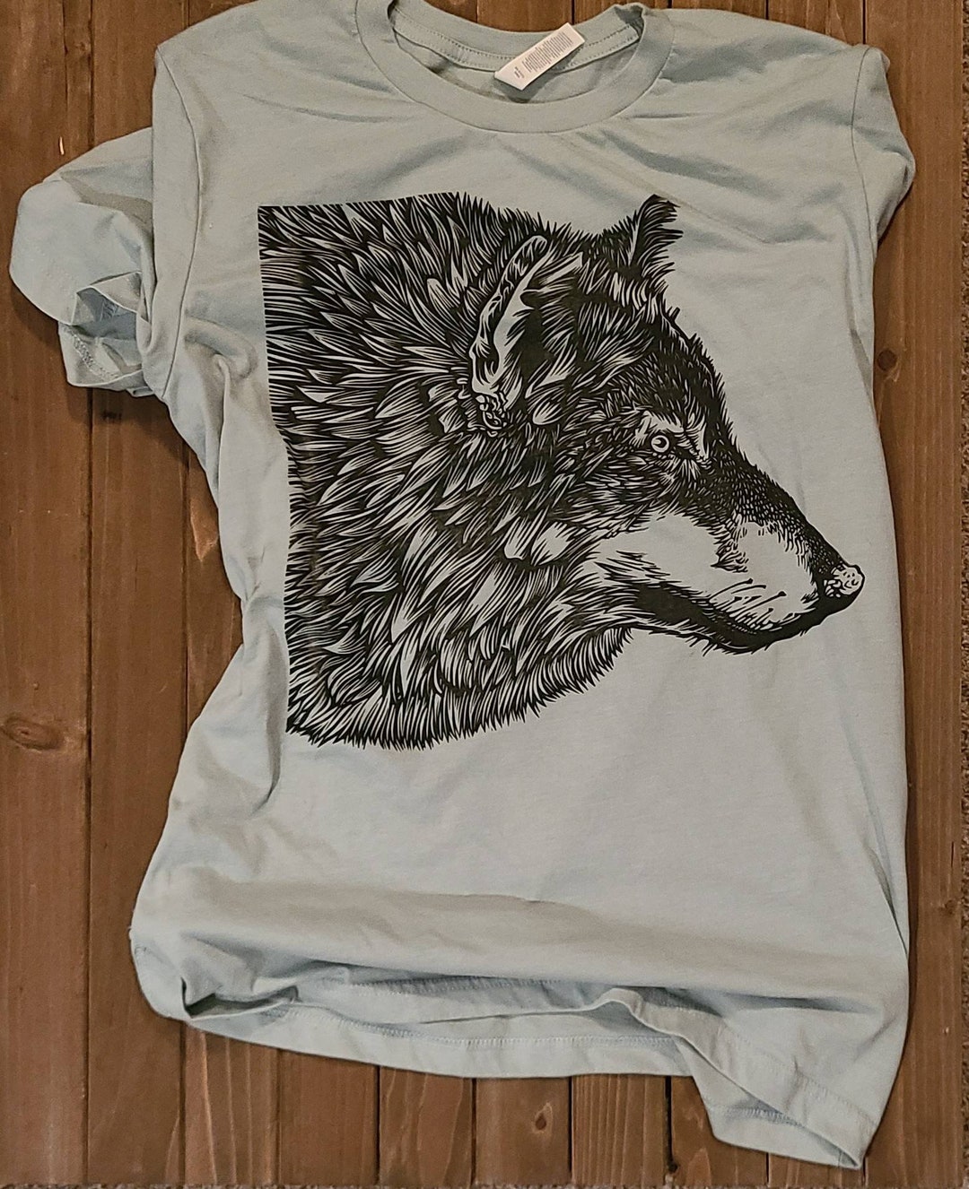 Wolf Handprinted Tee Shirts Block Print Linocuts - Etsy