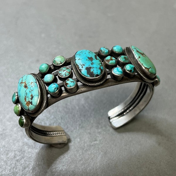 Vintage Navajo Sterling Natural Turquoise Bracelet