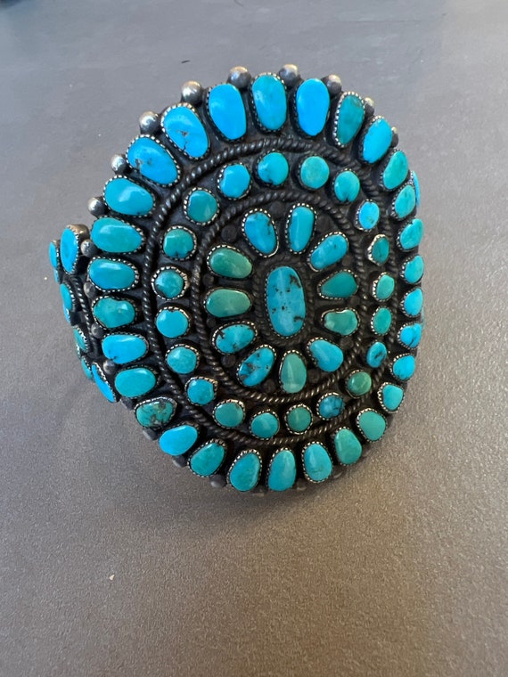Petit Point Turquoise Sterling Cuff