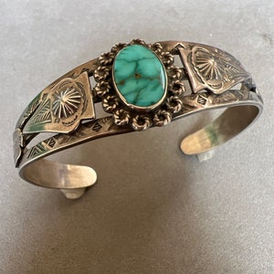 Fred Harvey Era Sterling Turquoise Bracelet