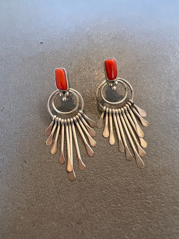 Natural Mediterranean Coral Sterling Earrings