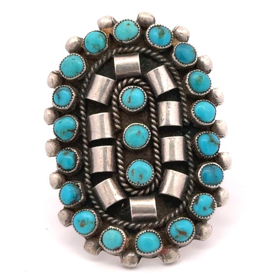 Zuni sterling silver turquoise ring