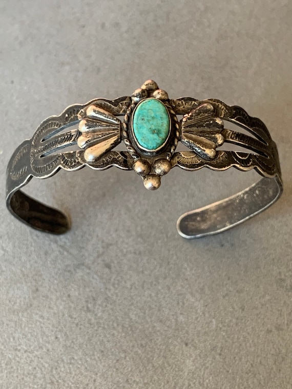 Silver Products Coin Silver Turquoise Cuff