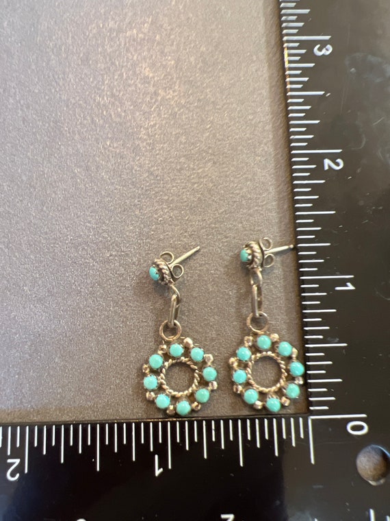 Zuni Sterling Turquoise Earrings - image 2