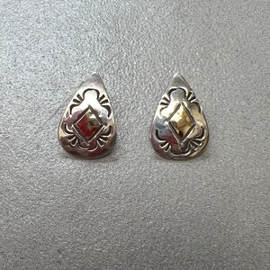 Navajo Sterling & 14kt Gold  hand stamped Earrings
