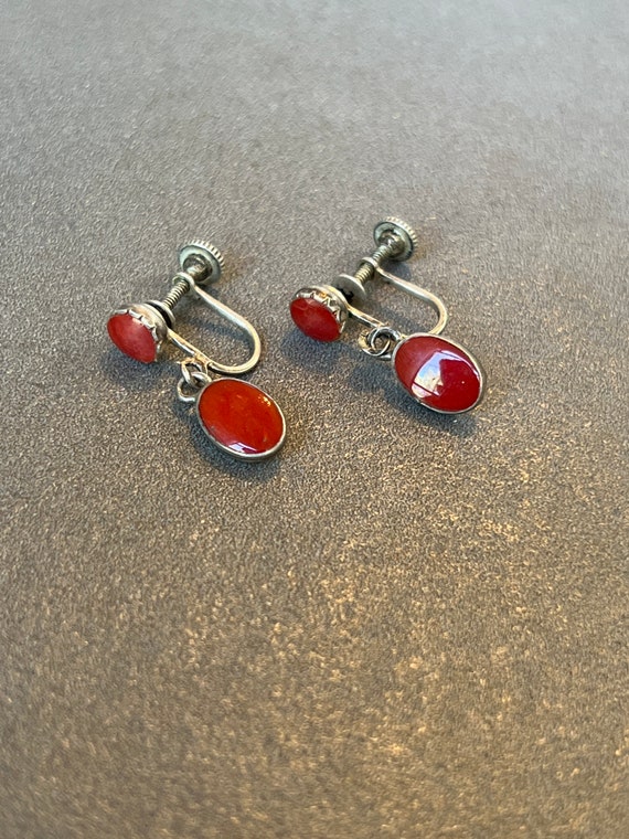 Natural Mediterranean Coral Sterling Inlay Earrings
