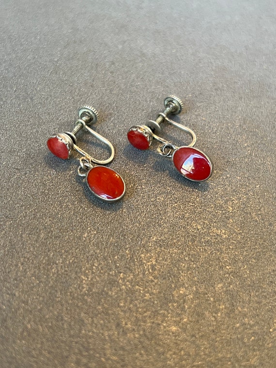 Natural Mediterranean Coral Sterling Inlay Earring