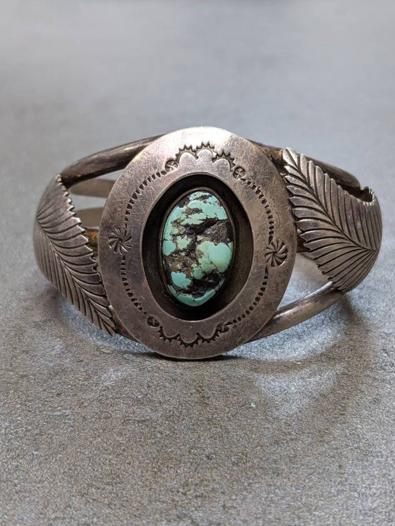 Vintage Native American Handmade Sterling Turquoise Bracelet