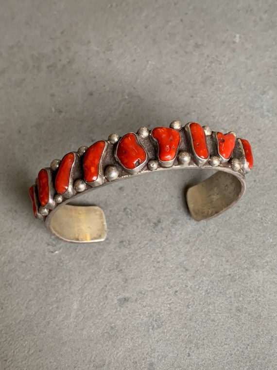 Sterling Natural Mediterranean Coral Cuff