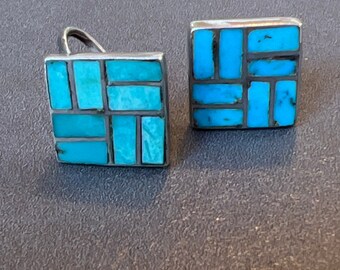 Sterling Turquoise Inlay Earrings