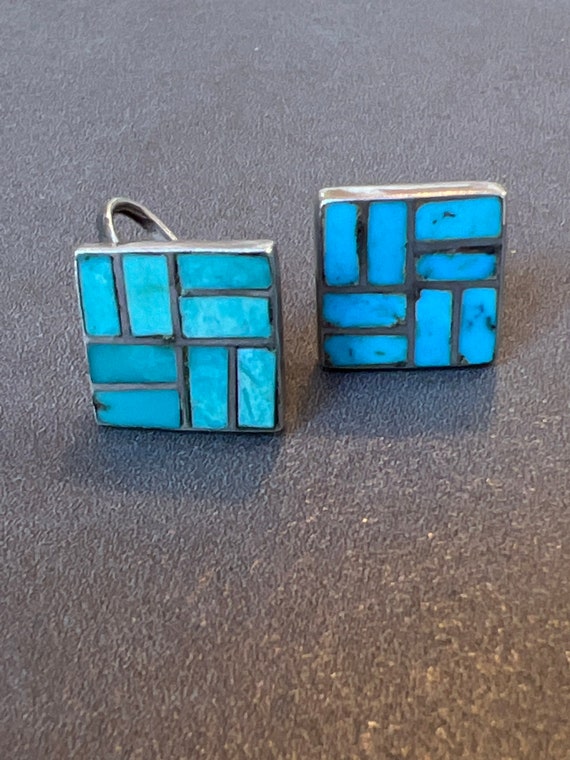 Sterling Turquoise Inlay Earrings