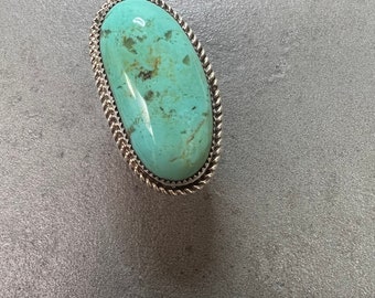 Leslie Nez Sterling Kingman Turquoise Ring