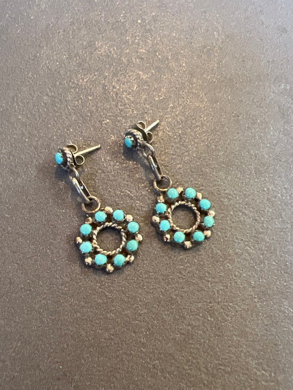Zuni Sterling Turquoise Earrings - image 1