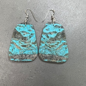Santo Domingo Sterling Turquoise Slab Earrings