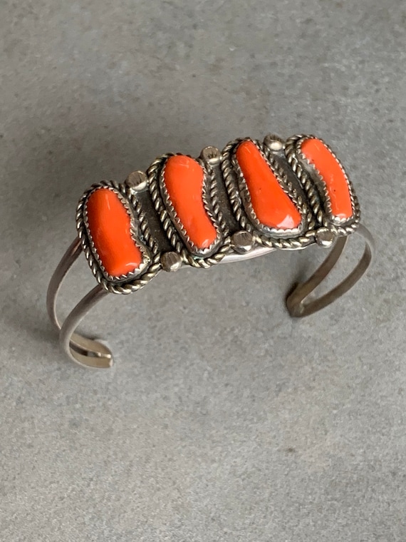 Sterling Natural Mediterranean Coral Cuff