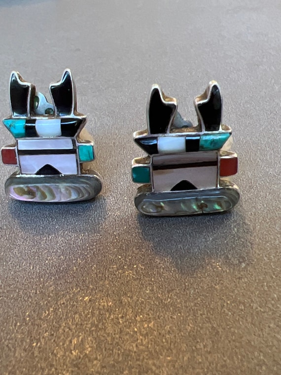 Antelope Zuni Sterling Inlay Earrings