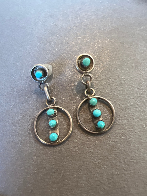 O C Zunie Sterling Turquoise Earrings