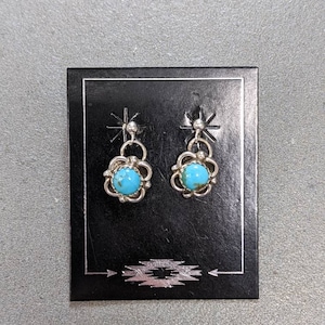 Daisy Otero Sterling Turquoise Handmade Navajo Earrings