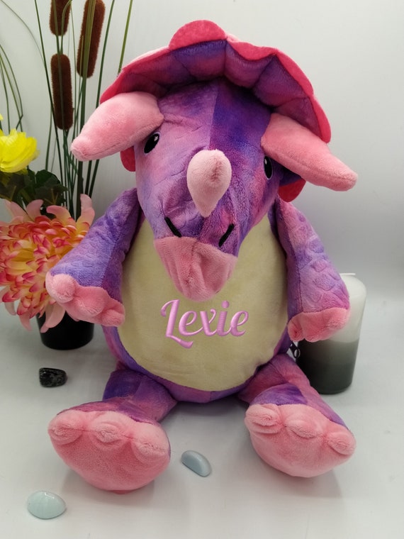 Sac à dos Peluche Brodée, Dinosaure rose en peluche douce à