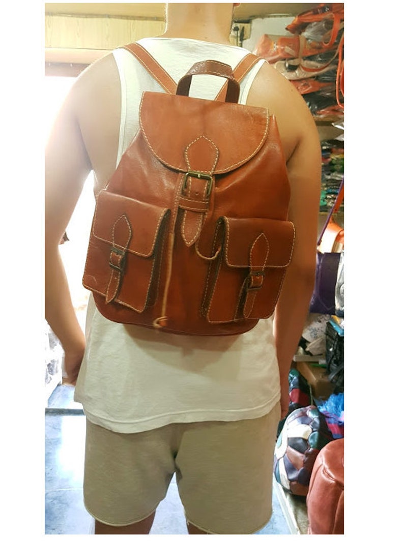 leather bag Moroccan bag. brown leather rucksack Handmade brown leather backpack real leather backpack