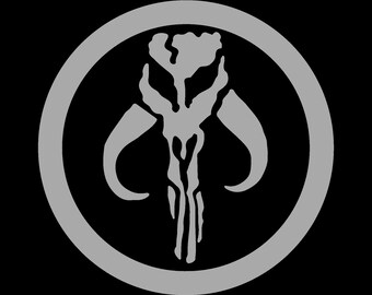 Boba Fett or Jango Fett Helmet and Crossbones Vinyl Decal Star Wars Sticker
