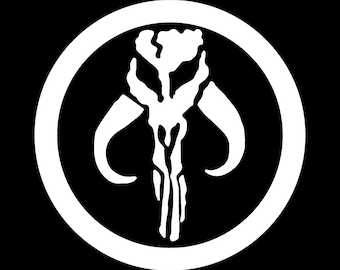 Boba Fett Mythosaur Mandalorian Sigil Star Wars ROTJ Vinyl Decal - Stickers for Laptop, Car Window, and Bumper!