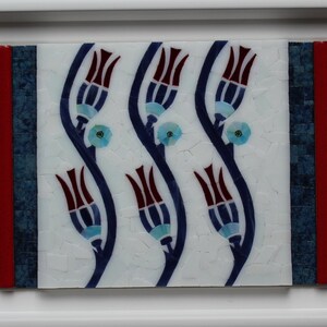 Mosaic painting inspired by Iznik motifs in glass, enamels, mirrors and ceramics