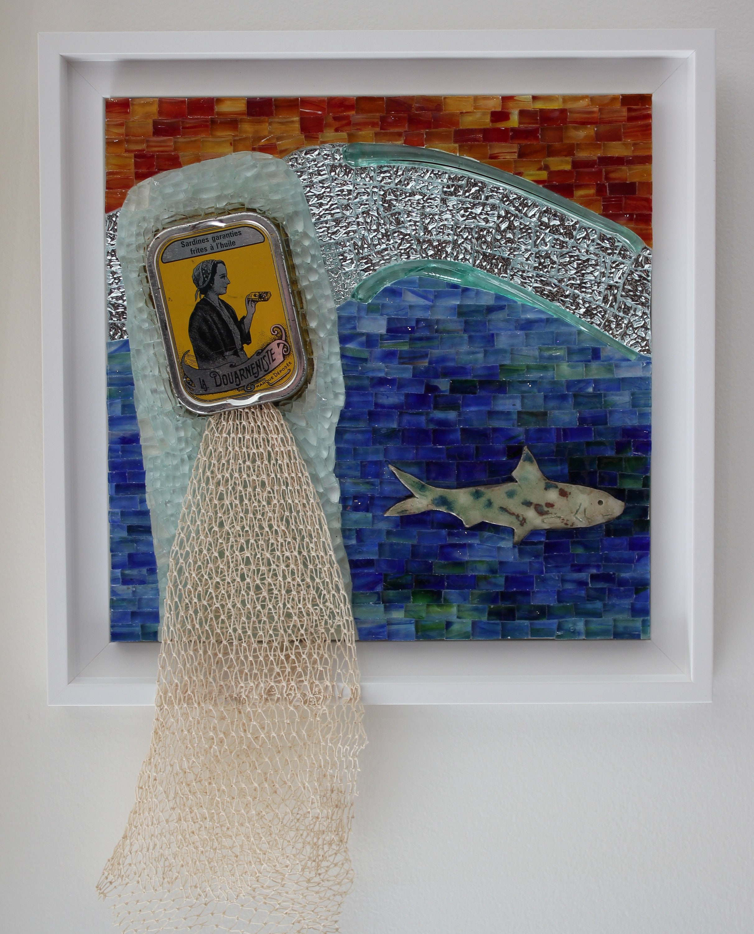 Tableau en Mosaique Sardine Pâte de Verre Artisanale, Soufflé, Securit, Céramique, Boite Conserve, F