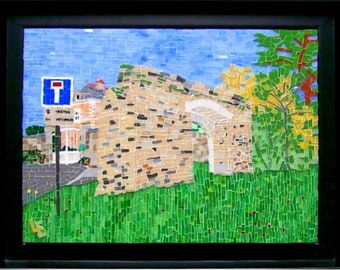 Tableau en mosaique en emaux de Briare et sicis - Porte ancienne Angers