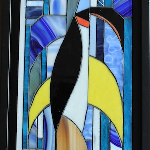 Glass mosaic painting - Penguin - Stained glass effect