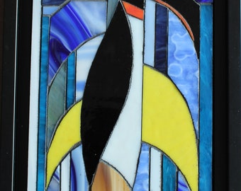 Table - Penguin - stained glass mosaic