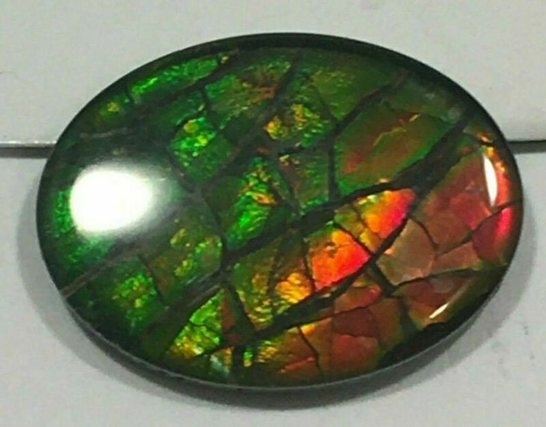 Ammolite Canada/'s Opal Triple Loose Gemstone Oval Dragon Scaled Red /& Green
