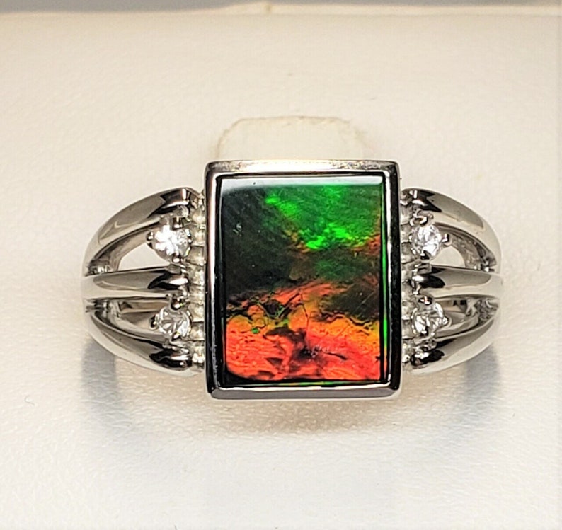 Stunning Sterling Silver Triplet Ammolite Ring