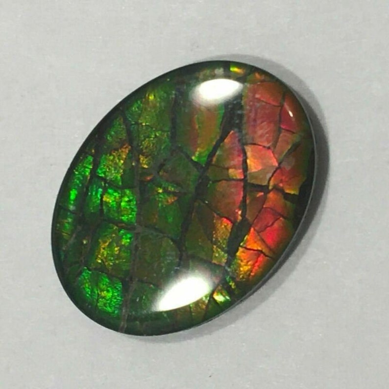 Ammolite Canada/'s Opal Triple Loose Gemstone Oval Dragon Scaled Red /& Green