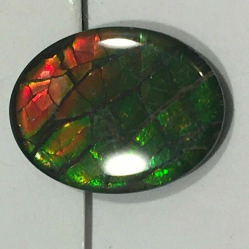 Ammolite Canada/'s Opal Triple Loose Gemstone Oval Dragon Scaled Red /& Green