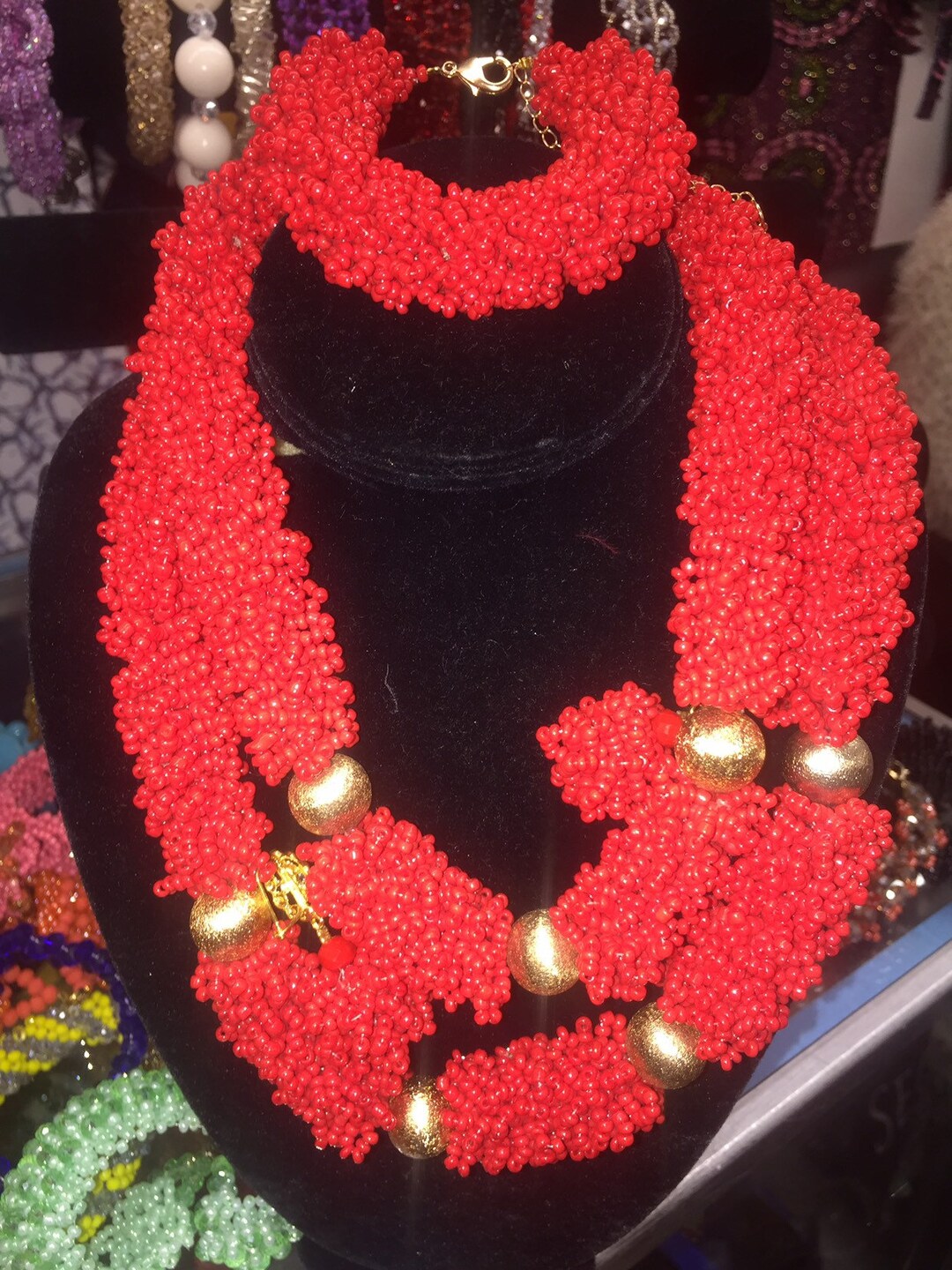 African Beaded Jewelry 3 Pce Set Etsy