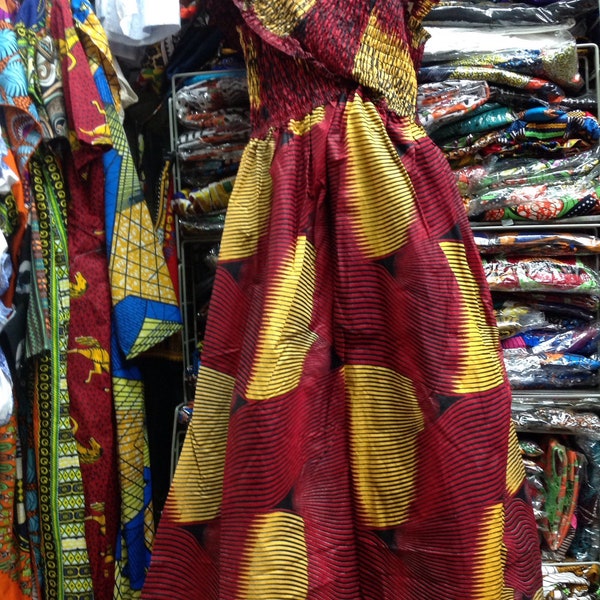 African Long dress African Ankara dress, Ankle Length Tribal dress, Multi-Colored Ankle dress, One Size, Fits Plus Sizes, Kentai Print