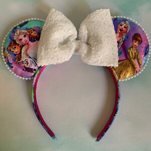 Snow Queens Elsa and Anna Frozen Inspired Minnie Mouse Ears