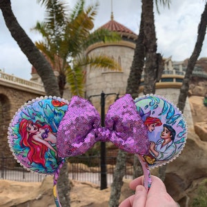 Little Mermaid Ariel and Prince Eric Kiss the Girl Inspired Minnie Mouse Ears