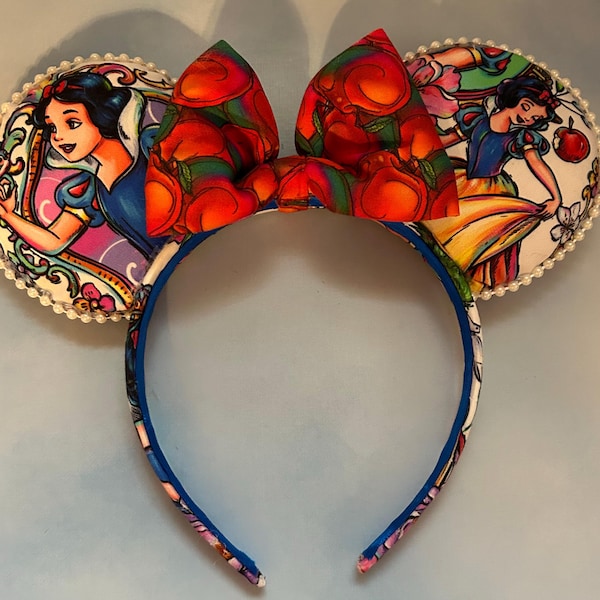 Snow White Inspired Enchanted Apple Princess Minnie Mouse Ears, Ear Headbands