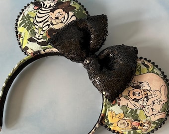 Animal Kingdom Inspired Safari Time Mickey and Minnie Mouse Ears, Animal Kingdom Safari Ear Headband