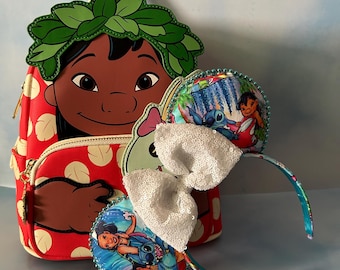 Lilo and Stitch Inspired Minnie Mouse Ears, Hawaiian Inspired Headband