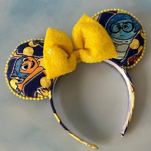 Inside Out Emotions Inspired Minnie Mouse Ears, Joy and Sadness Minnie Ear Headband