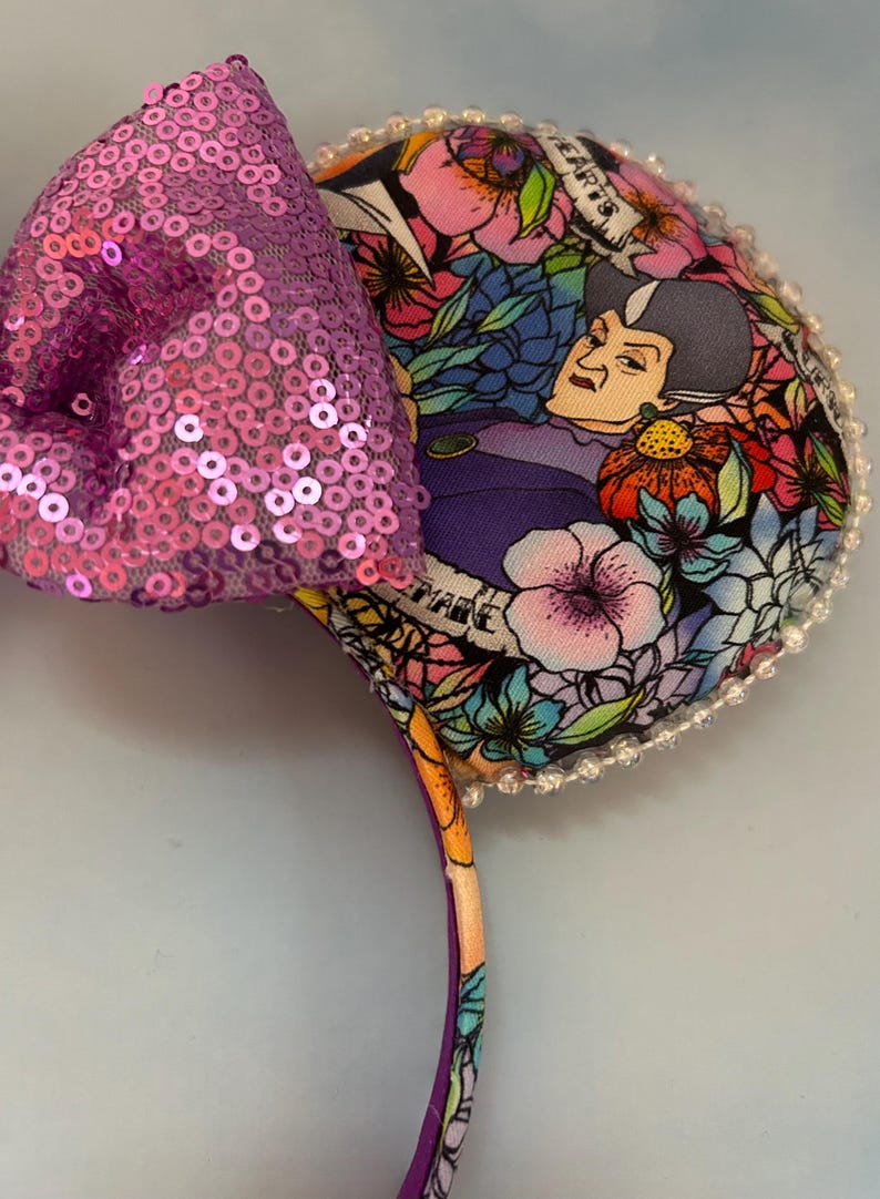 Villains Inspired Floral Tattoo Minnie Mouse Ears, Ear Headbands bild 5