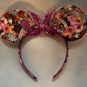 Villains Inspired Floral Tattoo Minnie Mouse Ears, Ear Headbands bild 2