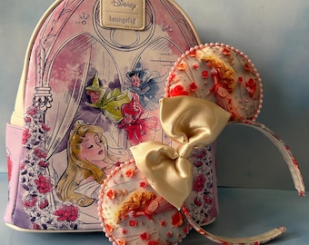 Sleeping Beauty Inspired Minnie Mouse Ears, Floral Princess Headband